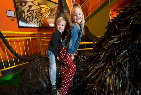Visitors on tire lion at Ripley's Believe It or Not! Branson