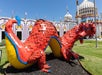 A giant metal red dragon found at Ripley's Believe It or Not! Grand Prairie.