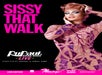 Person in a sparkling, patterned bodysuit poses with one hand on the head. Bold pink text reads, "Sissy That Walk." Logos at the bottom for RuPaul's Drag Race Live and sponsors.