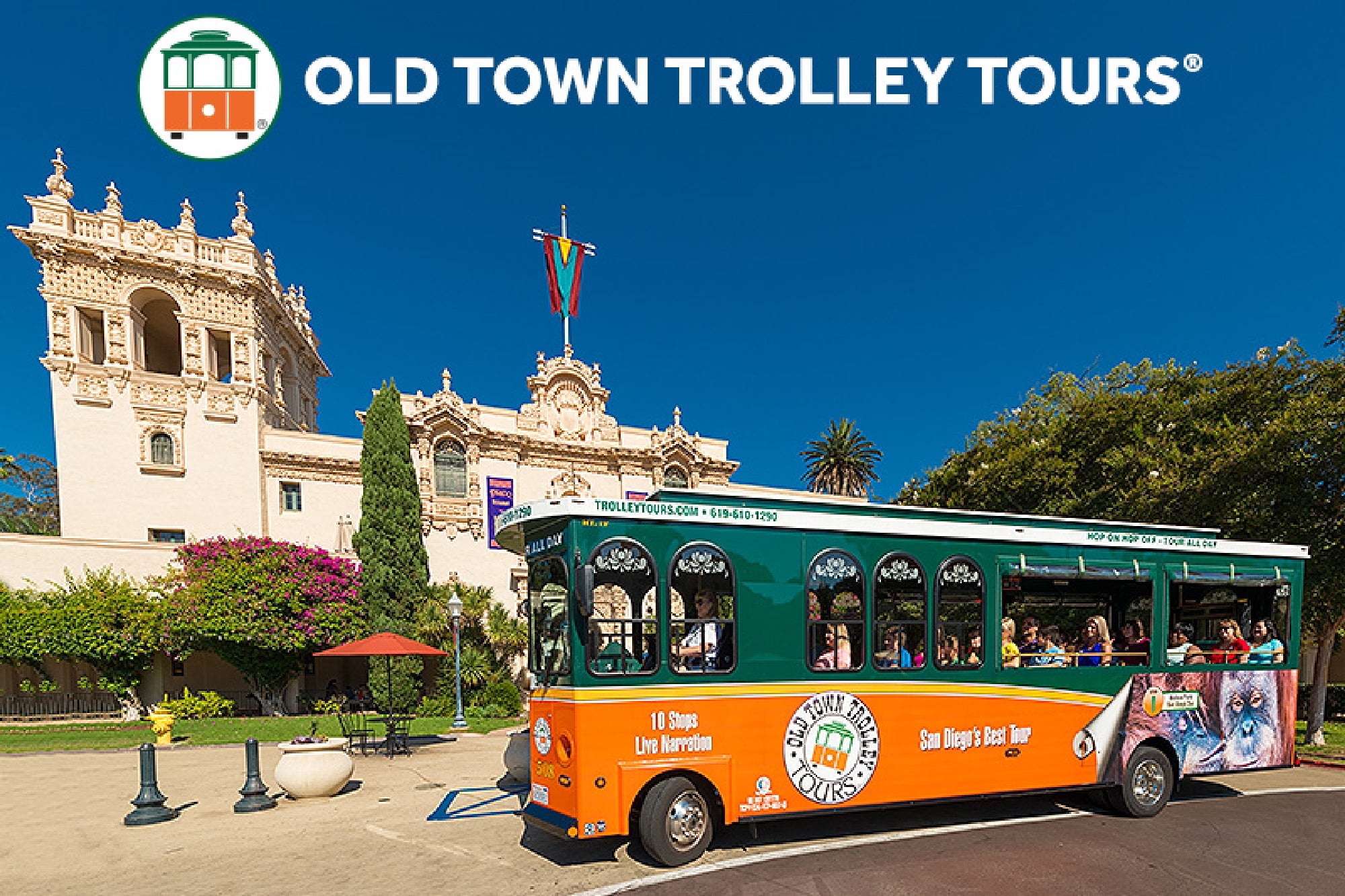 Hop off to explore beautiful Balboa Park and museums.