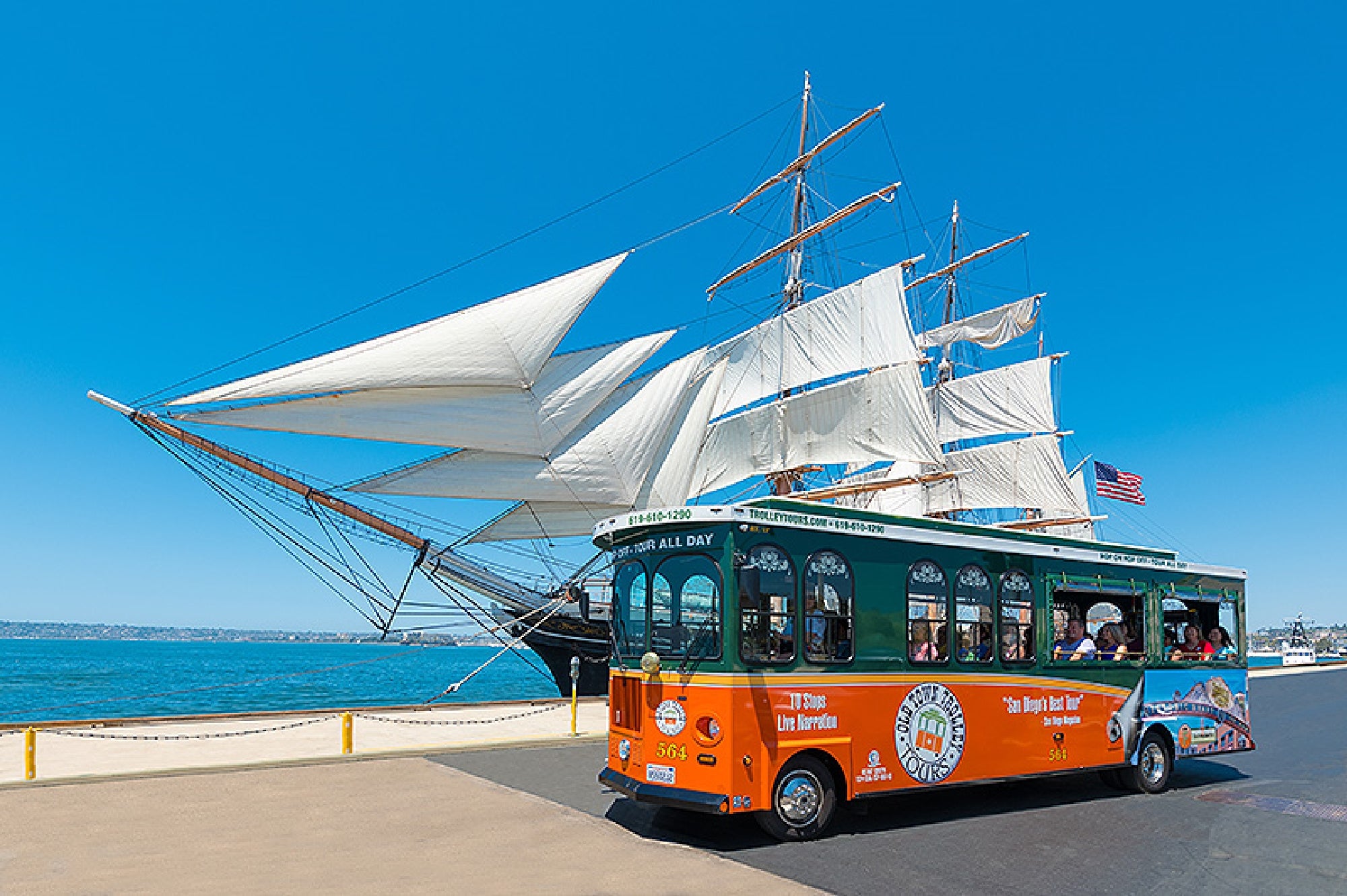 Waterfront views and historic tall ships at the Embarcadero.