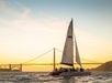 A beautiful San Francisco sunset on the Adventure Cat sailing cruise