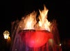 Fiery fountain creating a bold New Orleans nighttime moment.