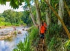 Guests are hiking through the trail going to the secret waterfalls.