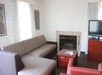 Living area with fireplace.