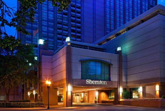 Exterior view of the hotel.