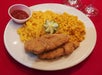Portioned meal with chicken tenders, mac-n-cheese and vegetable of the day for child's meal option at Sleuths Mystery Dinner Shows.