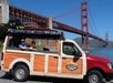 Open-air Woody Van by the Golden Gate Bridge.