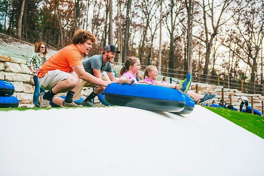 Snowflex kids about to launch - Snowflex Tubing Hill at Wolfe Mountain in Walnut Shade, MO