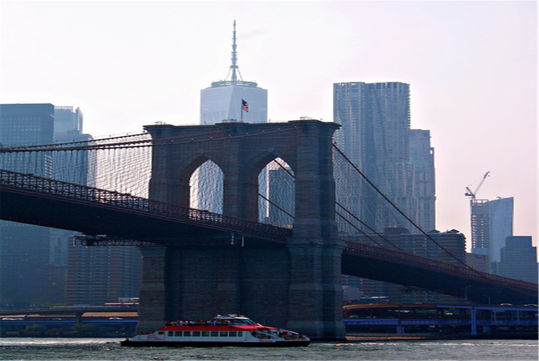 Liberty Super Express Catamaran under Brooklyn Bridge
