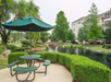 Relax by the pond at the picnic table while enjoying the sound and view of the water fountain.