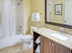 Guest bathroom with bathtub and shower combination.