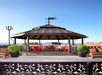 Outdoor dining during the day.