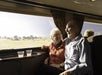 A couple enjoying the view inside the Grand Canyon Railway train