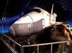 A close up shot of the Space Shuttle Enterprise on display at The Intrepid Sea, Air & Space Museum in New York City.