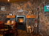 On-site restaurant with a fireplace.