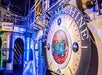 Close up of an industrial looking time machine exhibit on display at Wonderworks.