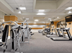 Fitness room with treadmills, and other cardio equipment, and weights.