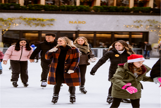 A group of people ice skating