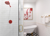 Guest bathroom with a walk-in shower and a free standing bathtub