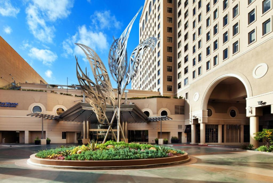 Hotel's roundabout entrance.