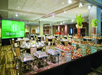 Banquet set-up in a ballroom.