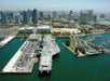 The USS Midway and the Embarcadaro in San Diego, CA>
