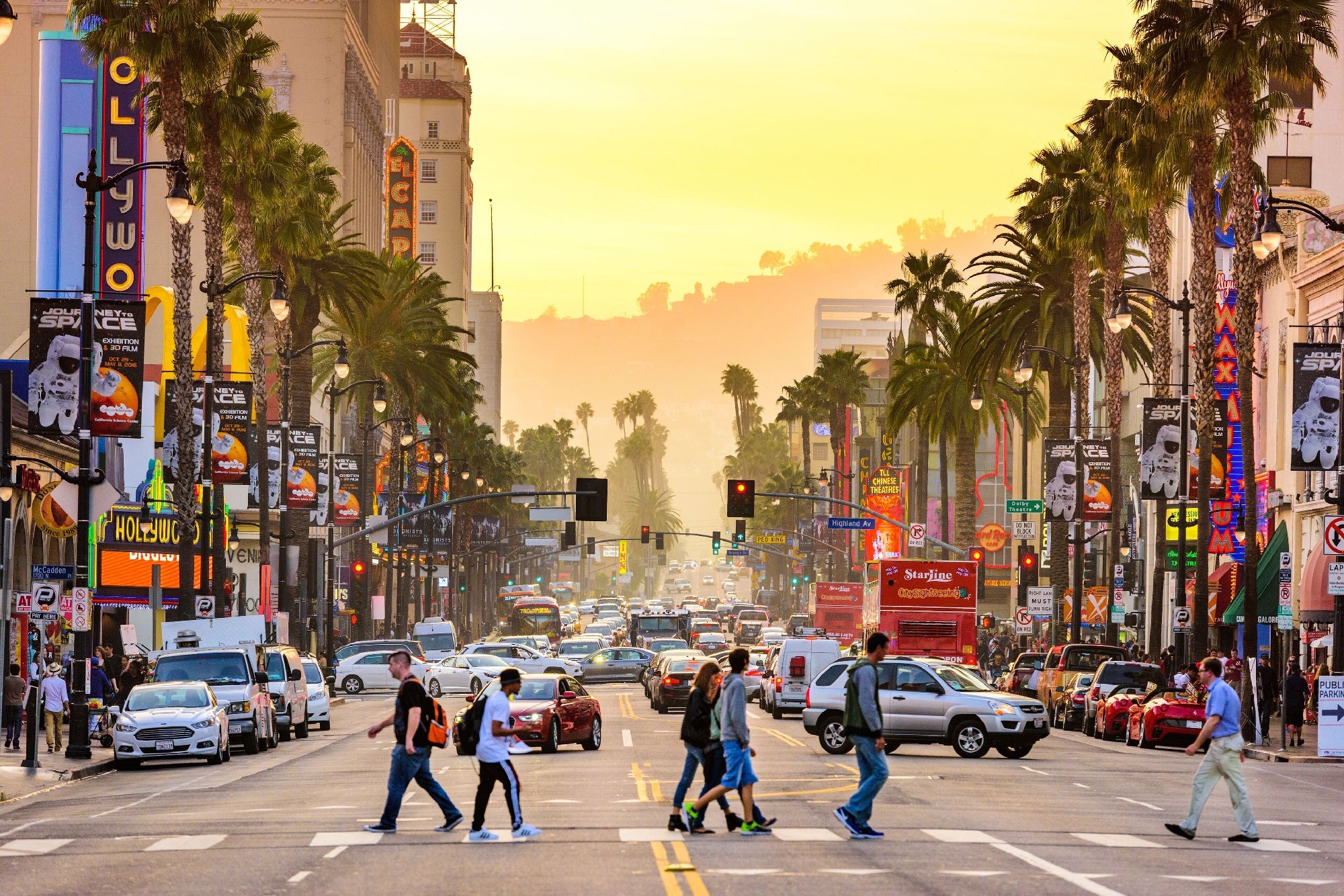 Busy streets of Hollywood Blvd