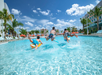 The surfboard-shaped pool.