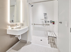 Accessible bathroom with a roll-in shower