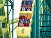 Close up of a cart going downhill and people screaming on the Wild Thing Coaster at Valleyfair in Bloomington, Minnesota.