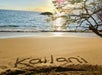 Kailani written in the sand - Beach Sunset.