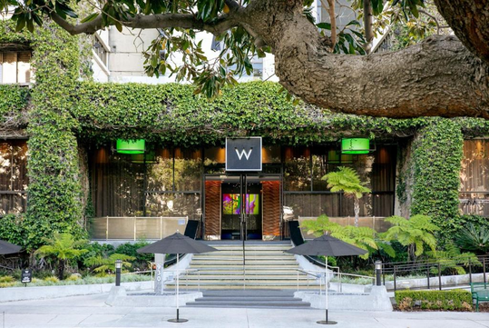 Exterior of the hotel.