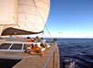 Relaxed barefoot yacht setting at Fireworks Dinner Cruise Waikiki