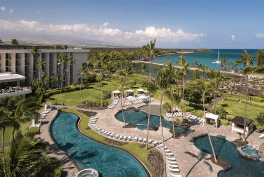 Aerial view of the resort.