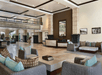 Spacious lobby with seating area.