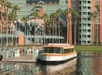 A comfortable water taxi at Walt Disney World Swan.