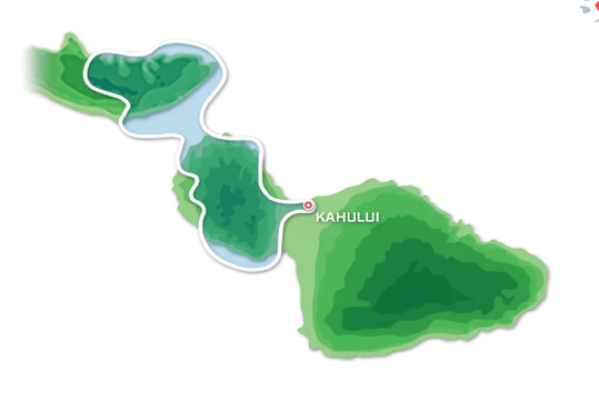 Route map of the West Maui Mountains and Molokai Helicopter Tour.