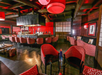 On-site red themed restaurant.