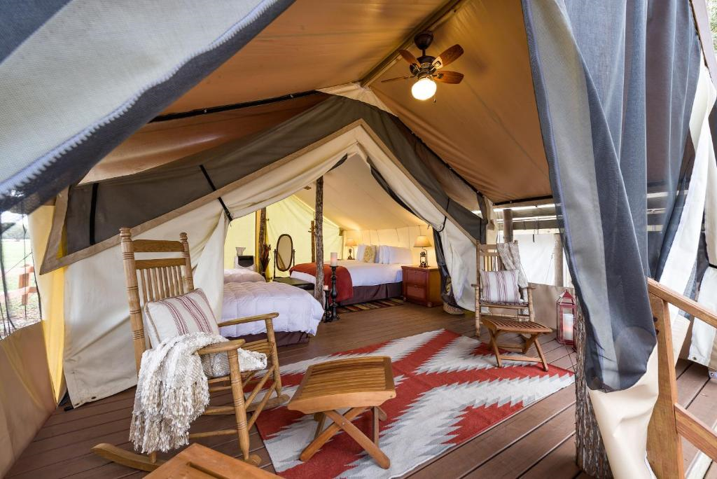 Glamping rooms/tents on property.