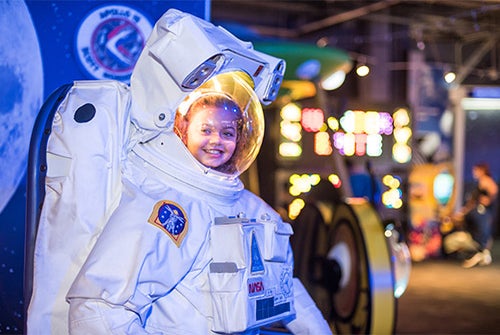 Explore this live-size replica of an EVA suit worn by astronauts in WonderWorks' Space Discovery zone.
