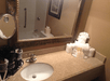 Bathroom amenities inside a private bathroom.