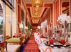 Elegant banquet room with chandeliers.
