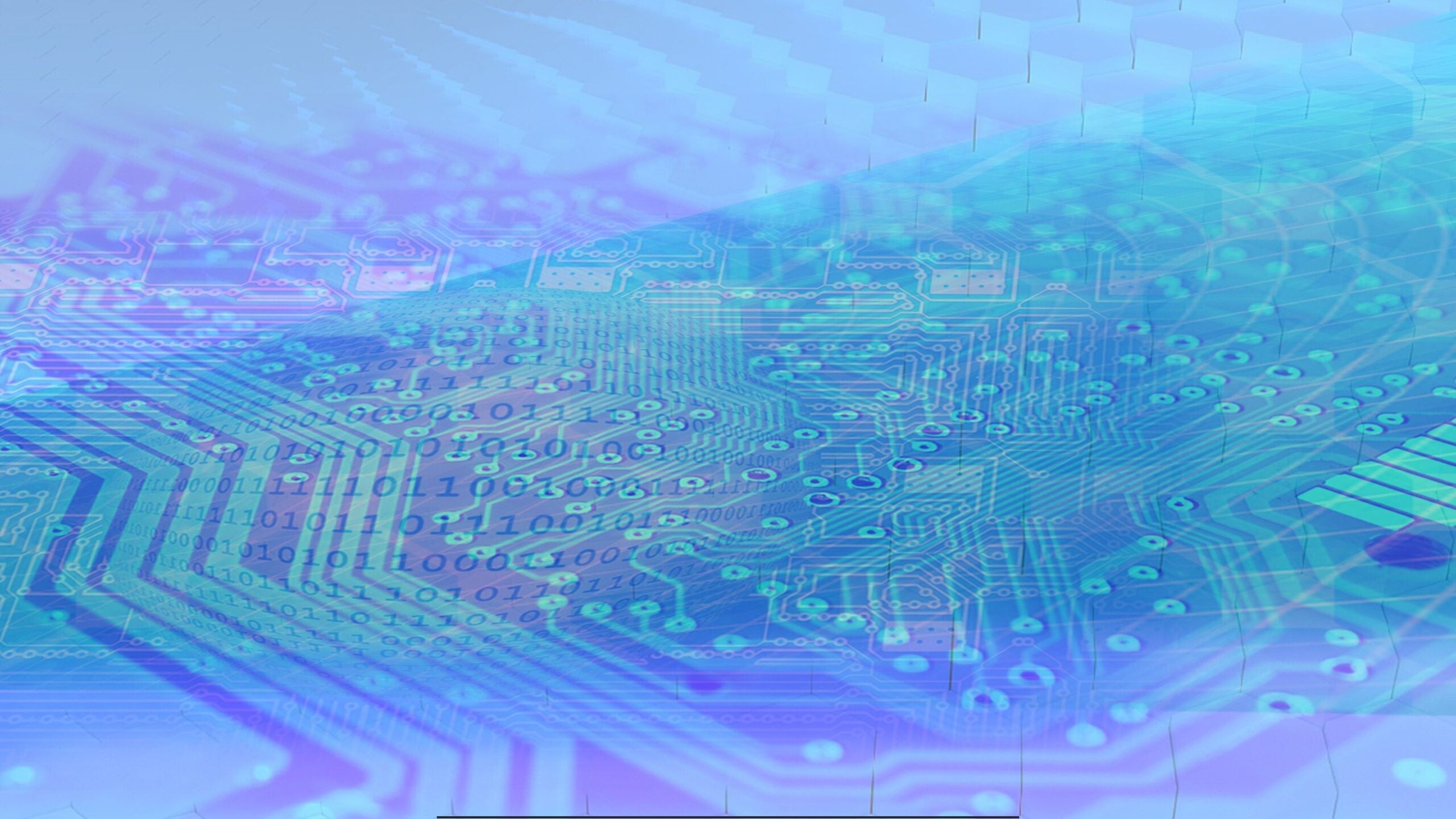 A futuristic digital abstract background featuring blue-toned circuitry, binary code, and interconnected electronic components, creating a high-tech, cyber-themed aesthetic.