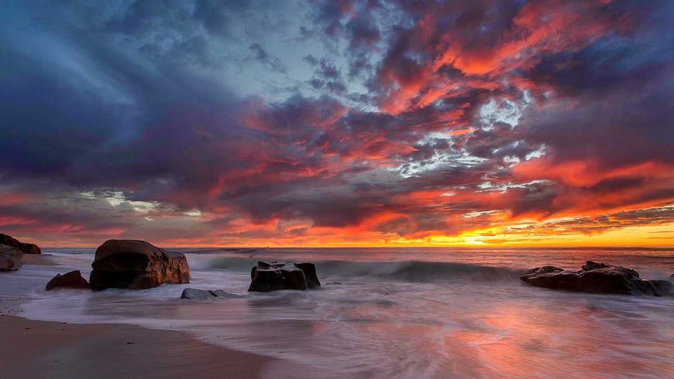 Waves rolling in at sunset at Windansea Beach - San Diego, California, USA