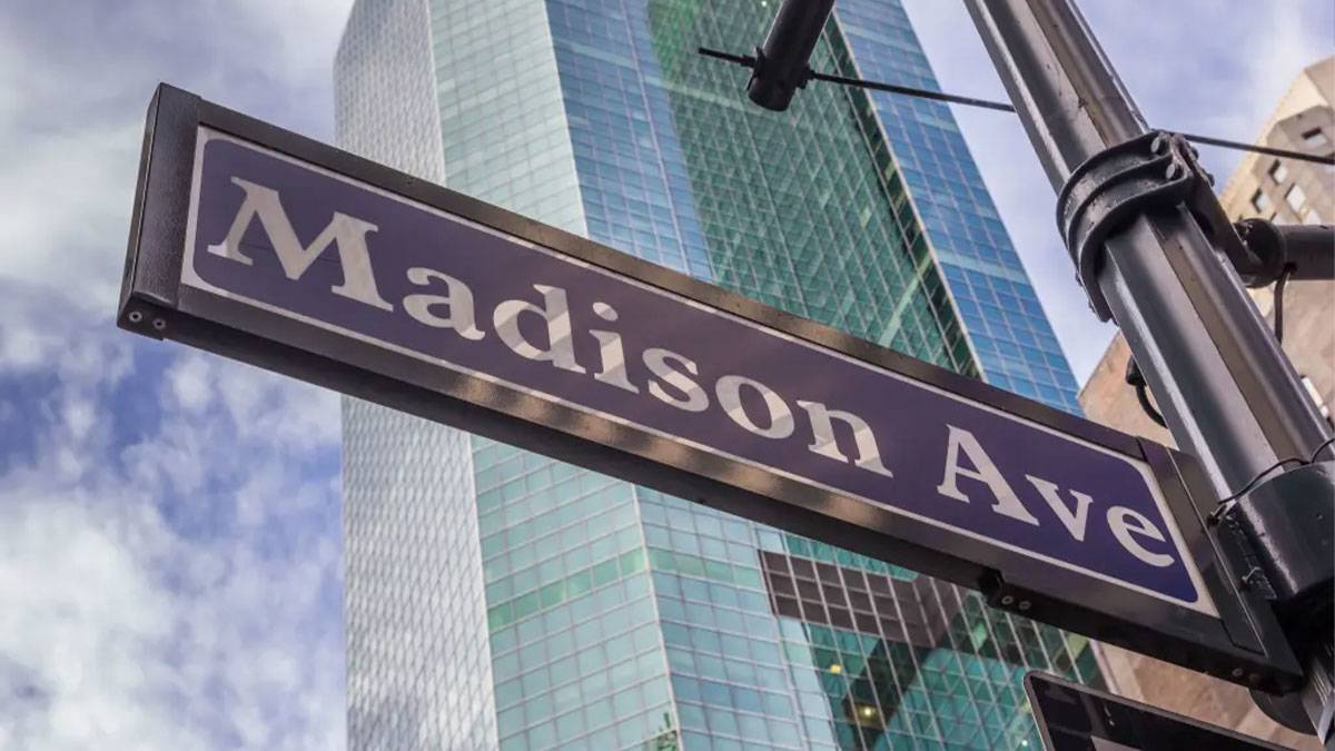 close up of Madison Avenue sign in NYC, New York, USA