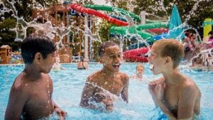 Kids playing at Rock 'N Roll Island at Water Country USA - Williamsburg, Virginia, USA