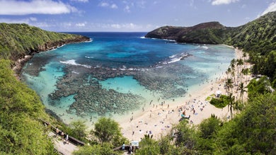 Aerial View of Hanauma Bay - Oahu, Hawaii, USA