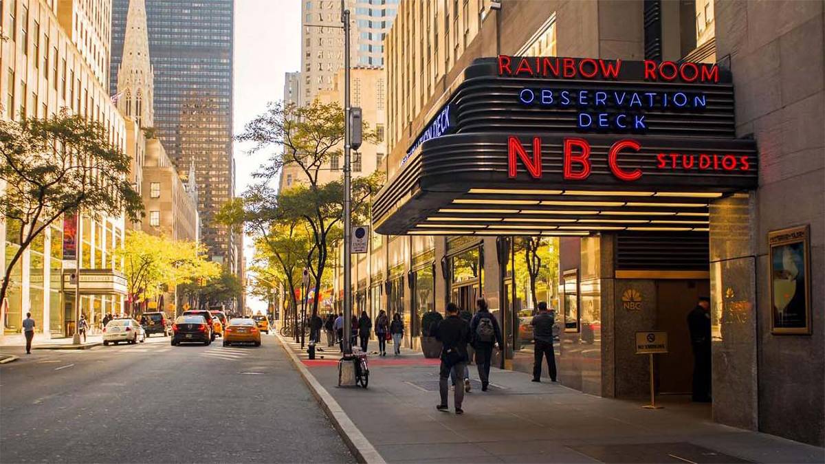 Street View of Observation Deck sign at NBC Studios - NYC, New York, USA