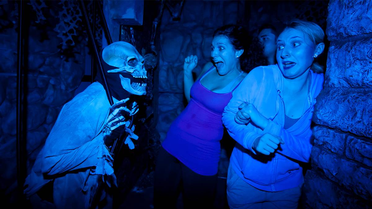 People at the Haunted House at Howl -O- Scream at Busch Gardens Williamsburg - Williamsburg, Virginia, USA